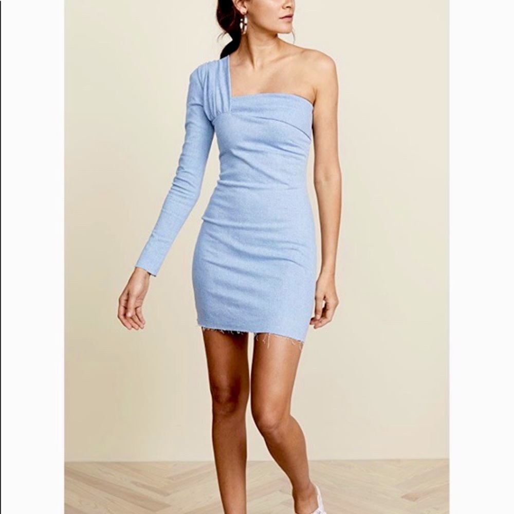 Baja East x Hudson Jeans collab one shoulder dress